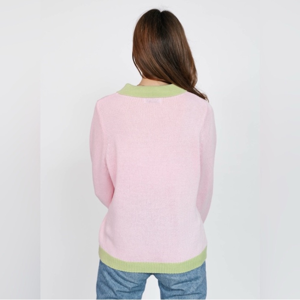 NEW Smash + Tess Cameron Sweater Top Pink and Green Women's Size Medium Large - Picture 4 of 9